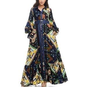 tov denim dress NEW TOV Distressed Denim Blue Button Down Maxi Long Dress Size 6